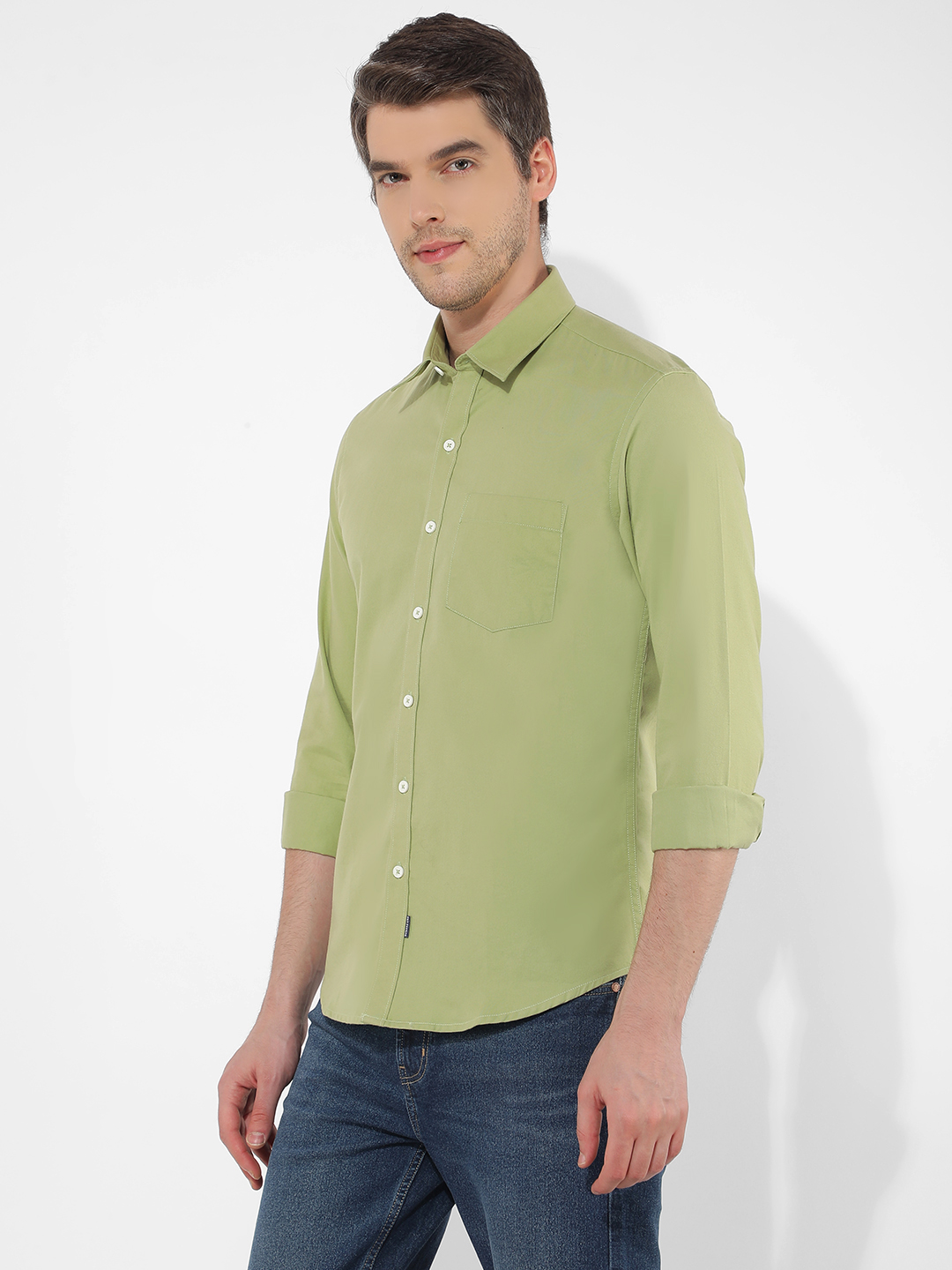 Numero Uno Men Solid Green Shirt